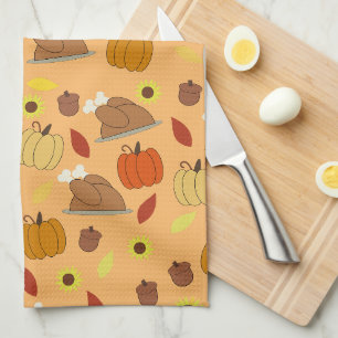 Thanksgiving Sticker Pattern Kitchen Towel