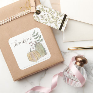 Thanksgiving Sticker Square Thankful