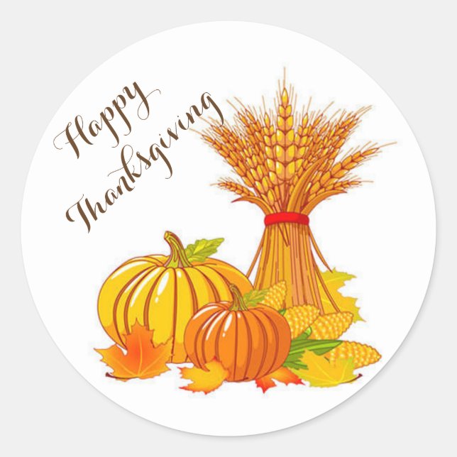 Thanksgiving Stickers/Happy Thanksgiving Classic Round Sticker (Front)