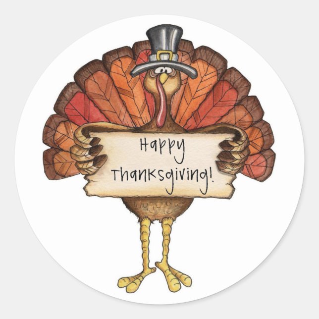 Thanksgiving Stickers/Turkey Classic Round Sticker (Front)