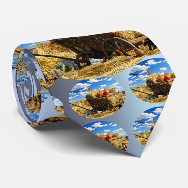 Thanksgiving Straw Wagon in the Field Tie (Rolled)