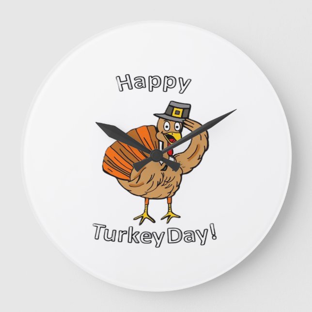 Thanksgiving (Style 2) Classic T-Shirt Large Clock (Front)