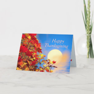 Thanksgiving Sun and Fall Tree Holiday Card
