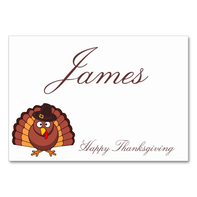 Thanksgiving Table Cards - Turkey With Hat (Front)
