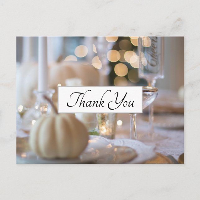 Thanksgiving Table Elegant Place Setting Thank You Postcard (Front)