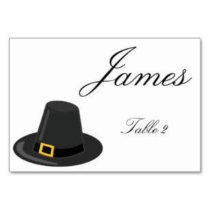 Thanksgiving Table Place Cards With Pilgrim Hat