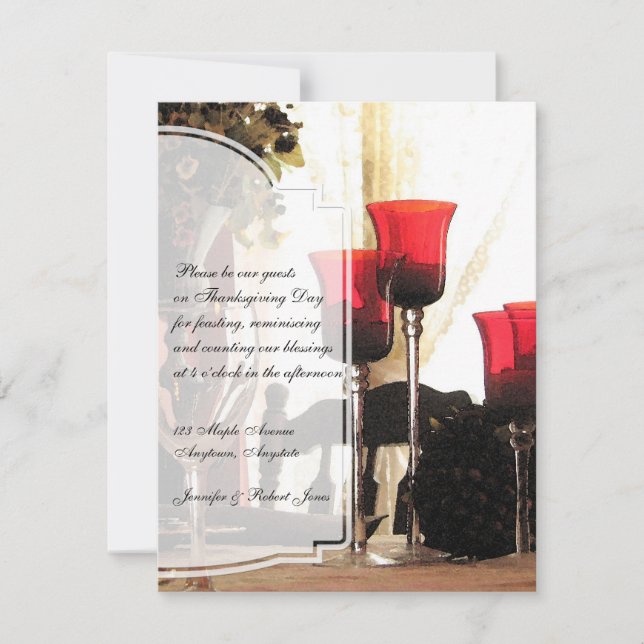 Thanksgiving Table Watercolor Invitation (Front)