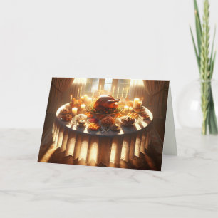Thanksgiving Table With Turkey Holiday Card