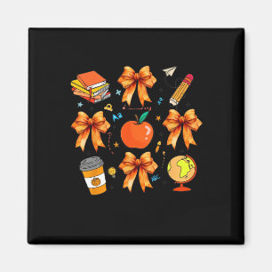 Thanksgiving Teacher Coquette Teacher Bow Autumn F Magnet