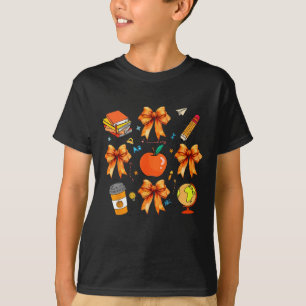 Thanksgiving Teacher Coquette Teacher Bow Autumn F T-Shirt