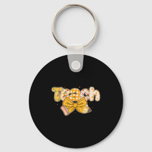Thanksgiving Teacher Pencil Bow Fall One Thankful  Keychain