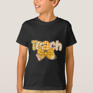 Thanksgiving Teacher Pencil Bow Fall One Thankful  T-Shirt