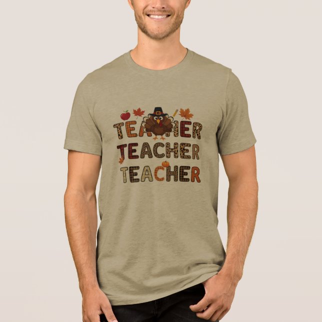 Thanksgiving Teacher  Tri-Blend Shirt (Front)