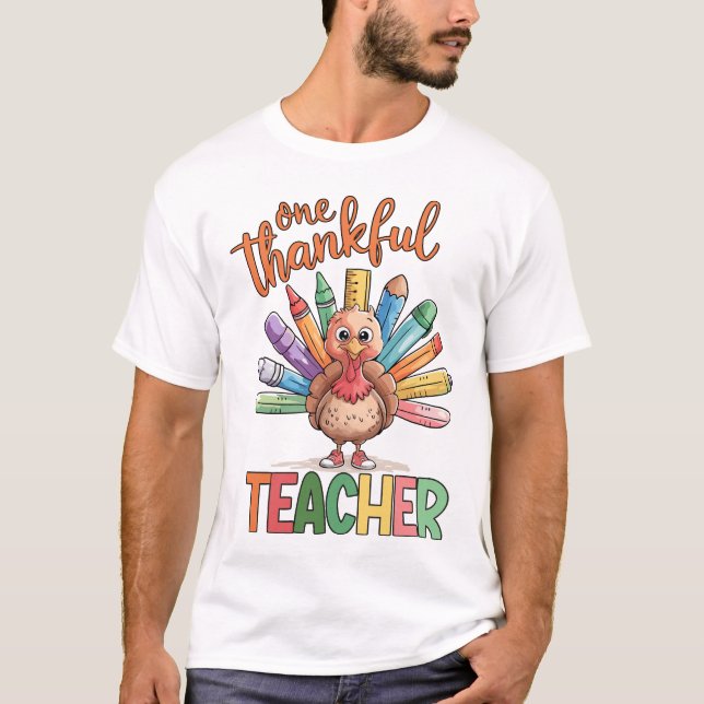 Thanksgiving Teacher Turkey Costume Gifts T-Shirt (Front)