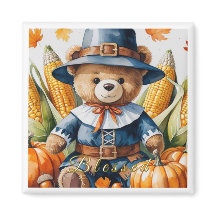 Thanksgiving Teddy Bear Magnet