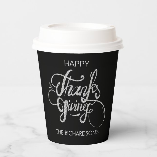 Thanksgiving Text Design Paper Cup (Front)