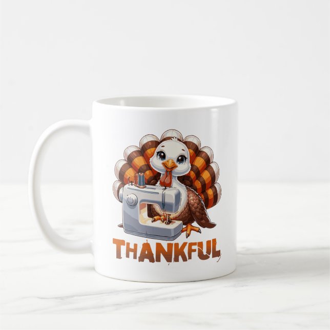 Thanksgiving Thankful Adorable Animal Turkey  Coffee Mug (Left)