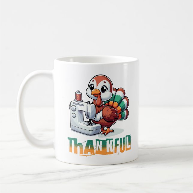 Thanksgiving Thankful Animal Turkey Lover Coffee Mug (Left)