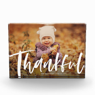 Thanksgiving thankful brush script modern photo block