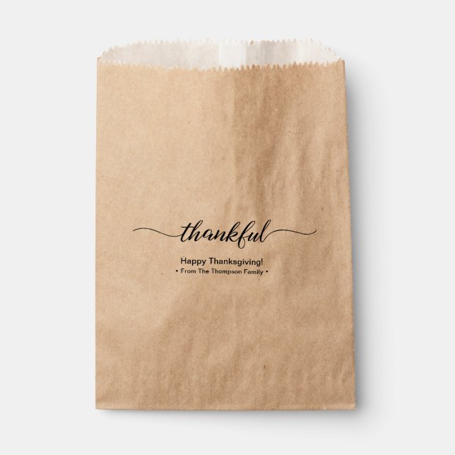 Thanksgiving | Thankful Elegant Script Favour Bag (Front)
