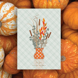 Thanksgiving "Thankful" Fall Leaf Arrangement Holiday Card