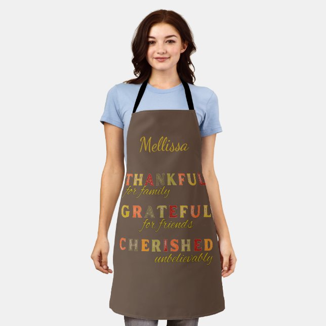 Thanksgiving Thankful for Family and Friends  Apron (Worn)