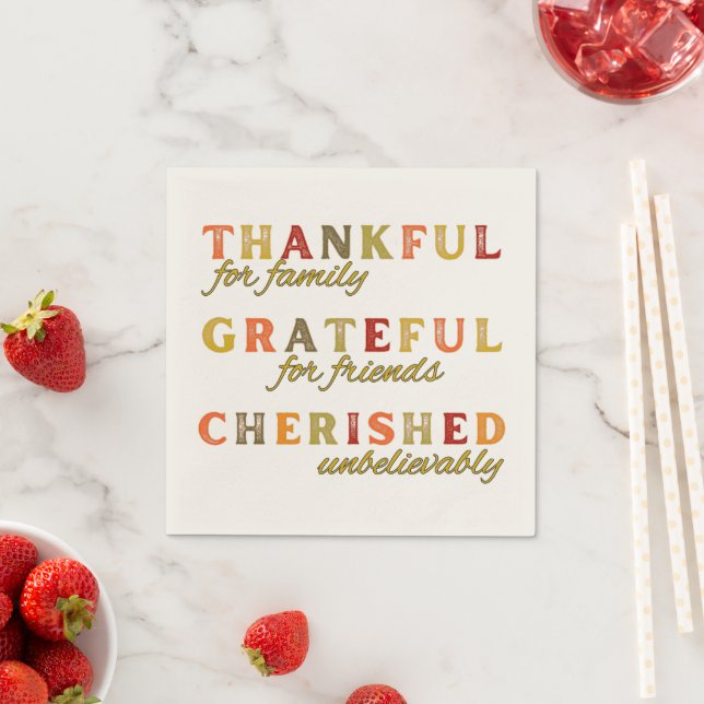 Thanksgiving Thankful for Family and Friends  Napkin (Insitu)