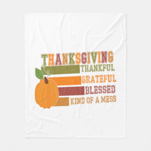 Thanksgiving Thankful Grateful Blessed Fleece Blanket