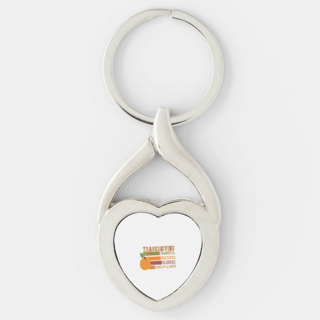 Thanksgiving Thankful Grateful Blessed Keychain (Front)