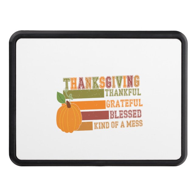 Thanksgiving Thankful Grateful Blessed Trailer Hitch Cover (Front)