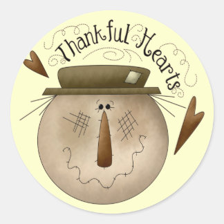 Thanksgiving Thankful Hearts Round Stickers