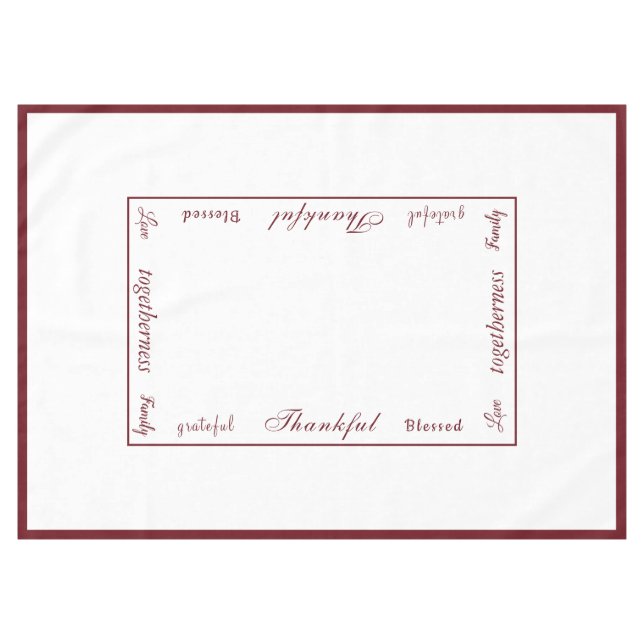 Thanksgiving Thankful Tablecloth (Front (Horizontal))