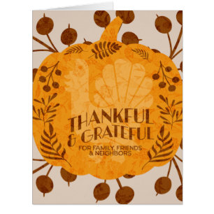 Thanksgiving Thankful Turkey Pumpkin Card