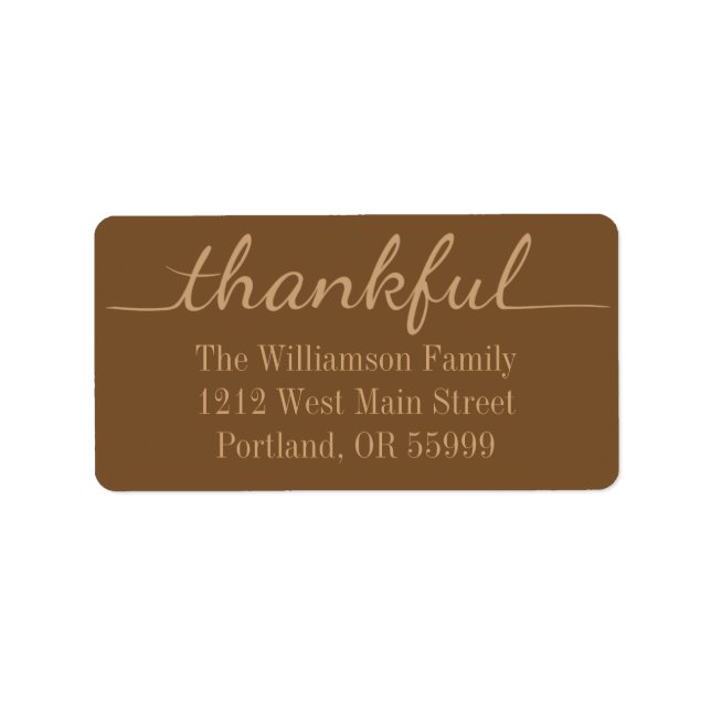 Thanksgiving Thanksgiving étiquettes de adresse pe (Devant)