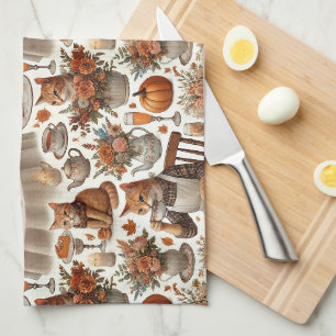 Thanksgiving themed for Cat Lover  Kitchen Towel