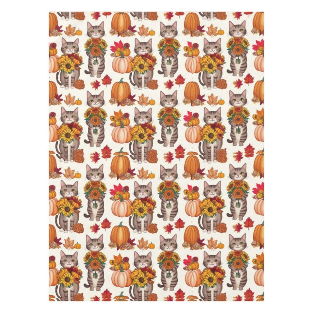 Thanksgiving themed for cat lovers  tablecloth (Front)
