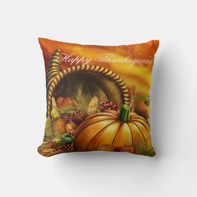 Thanksgiving Throw Pillow/Fall Harvest Throw Pillow (Front)