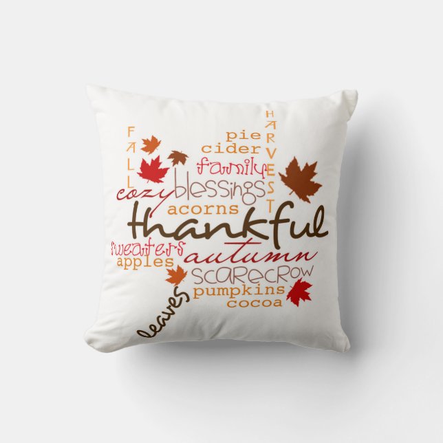 Thanksgiving Throw Pillow/Typography Pillow (Front)
