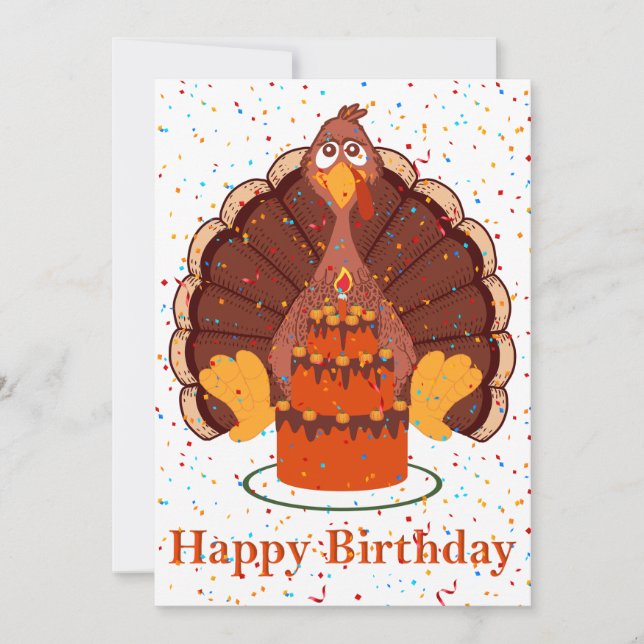 Thanksgiving Time Happy Birthday Card (Front)