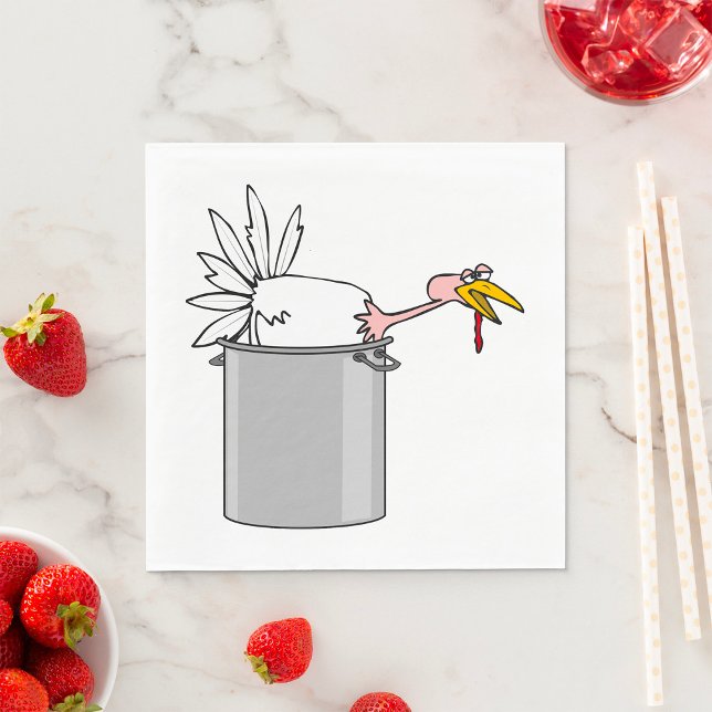 Thanksgiving Tired Turkey in Cooking Pot Humour  Napkin (Creator Uploaded)