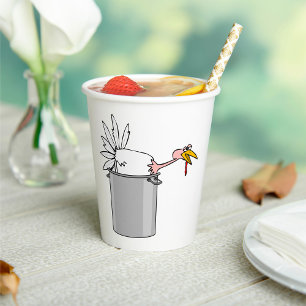 Thanksgiving Tired Turkey in Cooking Pot Humour  Paper Cups