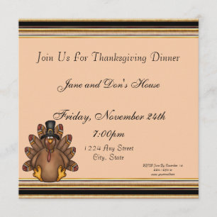 Thanksgiving Tom Turkey Holiday Invitation