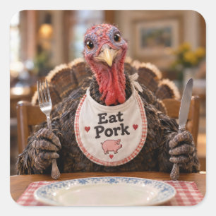 Thanksgiving Tom Turkey Humour Square Sticker