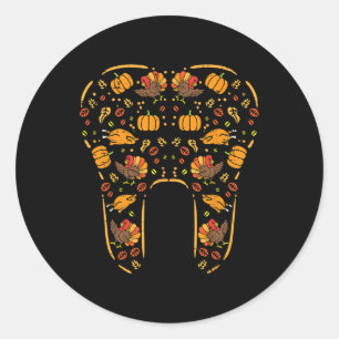 Thanksgiving Tooth Cute Fall Teeth Dental Dentist Classic Round Sticker