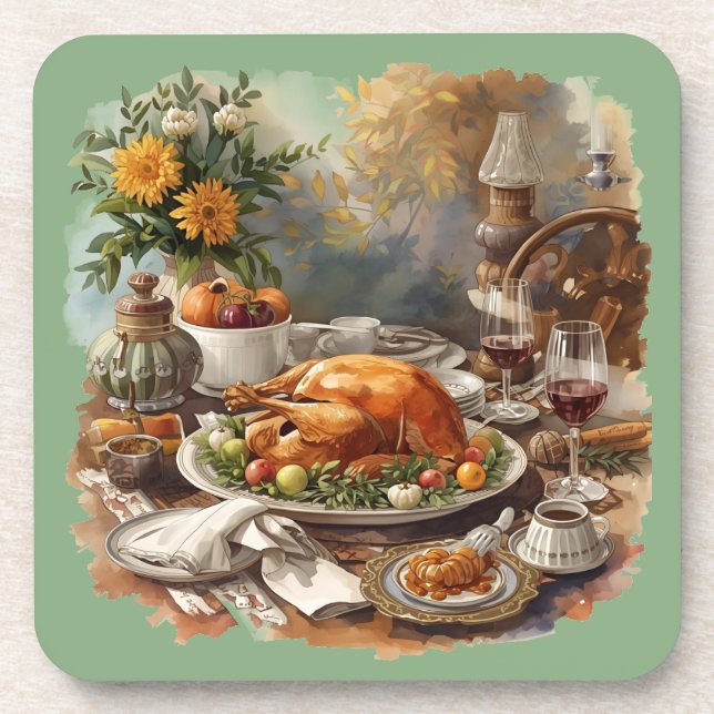 Thanksgiving, Tradisional Dishes Coaster (Front)