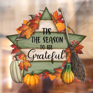 Thanksgiving Trendy Beautiful Autumn Collection Window Cling