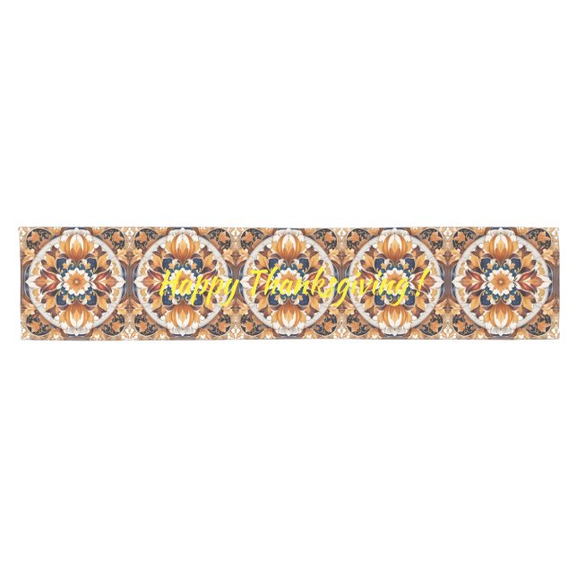 Thanksgiving Trendy Pumpkin Autumn Collection Short Table Runner (Horizontal)