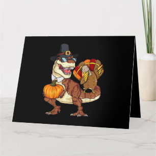 Thanksgiving TRex Dinosaur Dabbing Turkey Pumpkin Card