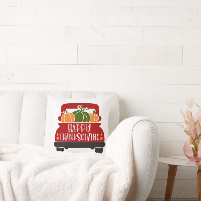 Thanksgiving Truck Throw Pillow (Couch)