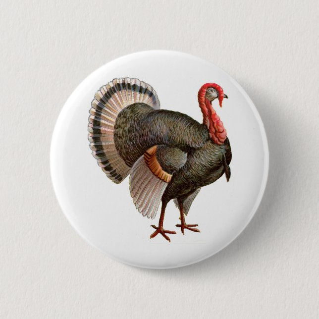 THANKSGIVING TURKEY 2 INCH ROUND BUTTON (Front)